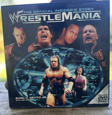 WWE WWF WRESLEMANIA INSIDER'S STORY 2001 HARDBACK BOOK ROCK TRIPLE H AUSTIN DVD - Image 1 of 4