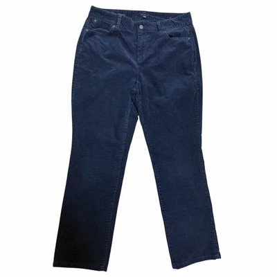 Talbots Womens Navy High-Waist Straight Leg Corduroy Pants Curvy. Sz 14 - Image 1 of 4