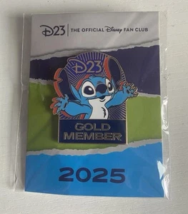 New Disney D23 Fan Club Gold Member 2025 Exclusive Stitch Enamel Trading Pin - Picture 1 of 2