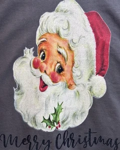 Gildan Ultra Cotton Merry Christmas Santa Face Graphic Long Sleeve Shirt XL Gray - Picture 1 of 9