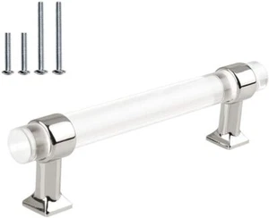 (H-09) Polished Chrome 20 Pack Cabinet Pulls Clear Acrylic - Picture 1 of 2
