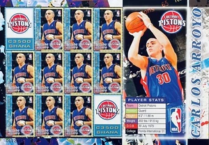 GHANA CARLOS ARROYO NBA BASKETBALL STAMPS SHEET 2006 mnh DETROIT PISTONS SPORTS - Picture 1 of 1