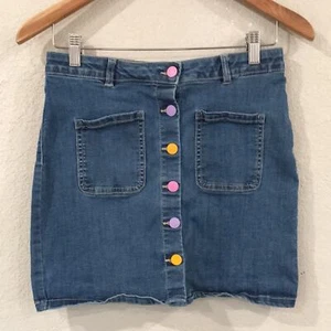 Thereabouts Girls Sz 16 Denim Jean Colorful Button Skirt Adjustable - Picture 1 of 14