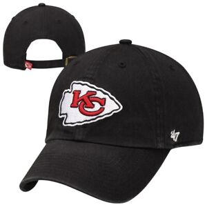 '47 Brand Kansas City Chiefs Black NFL Clean Up Adjustable Hat - Size: OSFA