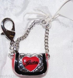 Nuevo con etiquetas Bolso de Mano Grabado Plata Metal-Rojo y Negro Esmalte-GUESS - Imagen 1 de 7