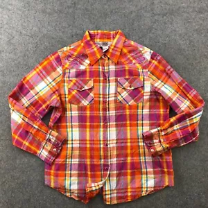 Gibson Trading CO Shirt Womens Medium Orange Western Pearl Snap Rodeo Rockabilly - Picture 1 of 13