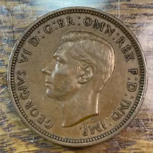 1937 Great Britain Half Penny Nice Original AU KM-844 CHRC - Picture 1 of 2