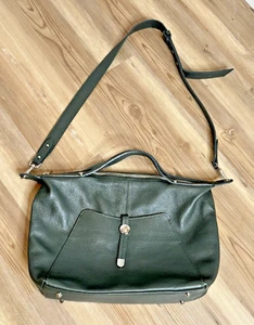 Laura Di Maggio Purse Slouchy Bag Green Pebbled Leather ITALY Crossbody Shoulder - Picture 1 of 15