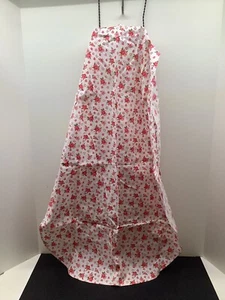 Vintage Full Length Waist Kitchen Apron W/ Pink Roses & Hearts Country Cottage - Picture 1 of 5