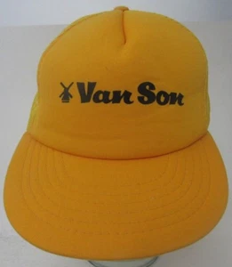 VTG Van Son Hat Cap Yellow Trucker Snapback Advertising  A10 - Picture 1 of 7