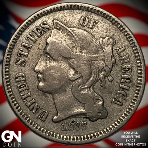1868 3 Cent Nickel Piece  Q8134 Cover