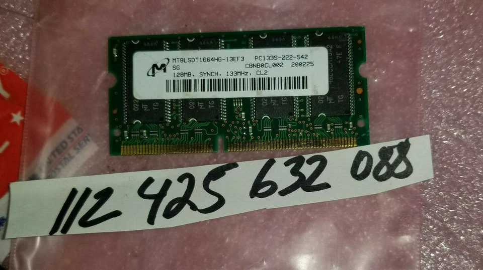  MT8LSDT1664HG-13EF3 128MB  PC133 CL2   144pin  SODIMM LAPTOP MEMORY LOW DENSITY - Image 1 of 1