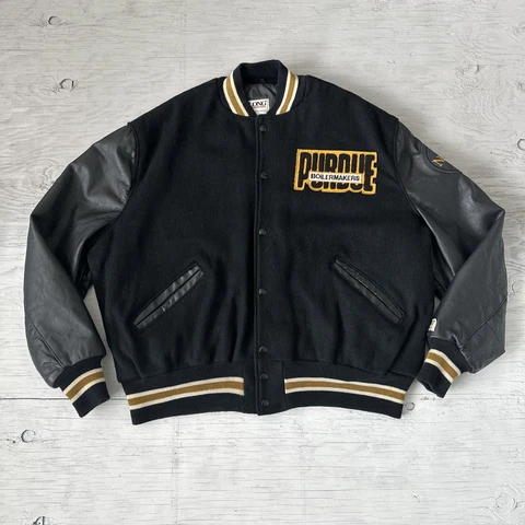 Vintage 90s Delong NCAA Purdue Boilermakers  ￼Varsity Jacket Size 50 -USA Made Cover