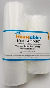 Rollos selladores al vacío, bolsa para horno de cocina, paquete de 2, 11” x 50 pies y 8” x 50 pies  - Imagen 1 de 7