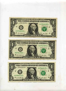 3 bills with 2013 B - Star Note Dollar - duplicates - Picture 1 of 2