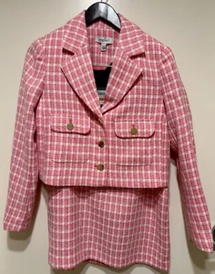 Nine West 2-Piece Preppy Pink Plaid Skirt Suit - S - Picture 1 of 14