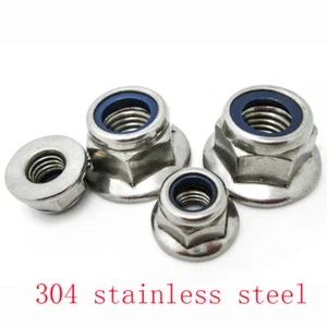Tuercas Nyloc con brida M4-M12 brida inserto de nailon tuerca de bloqueo A2 304 acero inoxidable - Imagen 1 de 3