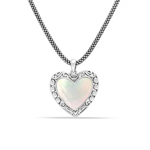 925 Sterling Silver Valentine Heart Pendant Chain Necklace for Women Teen 18 In - Picture 1 of 5