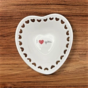 Russ Berrie "I Love You" Heart-Shaped Ceramic Dish - Vintage Valentine Decor - Picture 1 of 6