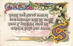 Postal: Deseos de cumpleaños, DB, 1910, ribete metálico y en relieve - Imagen 1 de 2