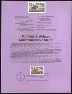 US. SP842. 2401. 25c. Montana Statehood 100th Anniv.. Souvenir Pages. 1989 - Picture 1 of 1