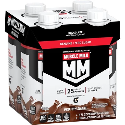 Batido de proteínas genuinas Muscle Milk, chocolate, cartón de 11 fl oz, paquete de 4 Foto 1 de 4