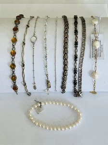 Lote de 10 pulseras de tenis vintage de plata de ley 925 con eslabones de cadena - Imagen 1 de 23