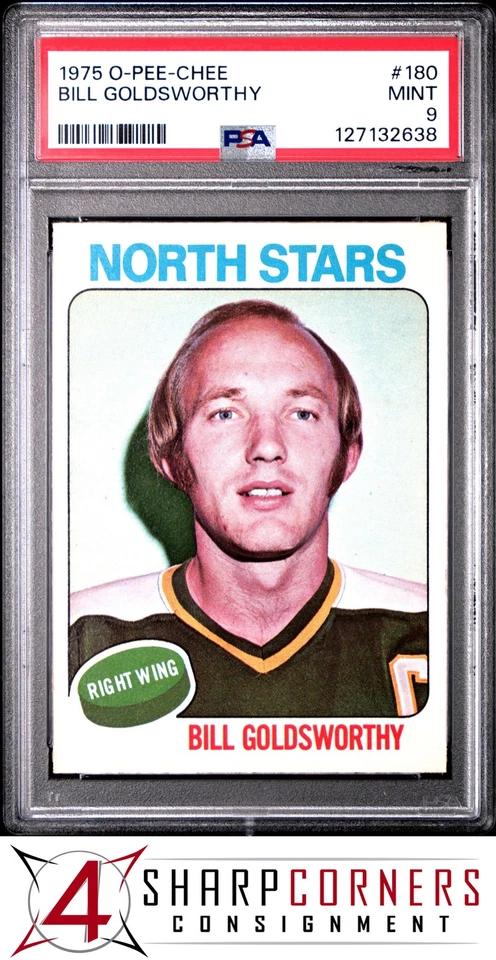 1975 O-PEE-CHEE #180 BILL GOLDSWORTHY NORTH STARS POP 7 PSA 9 - Image 1 of 2