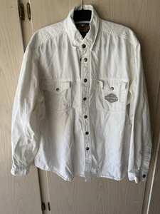 Camisa Harley Davidson Para Hombre XL Algodón Exterior Informal Blanca Abotonada Manga Larga - Imagen 1 de 6