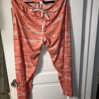 Women’s Coral/light Orange Hue Pajama Lounge Pants With Positive Sayings Size Xl - Image 1 of 4