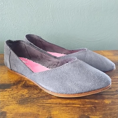 Zapatos planos de ballet Toms Julie para mujer 7,5 gris gamuza punta sin cordones Foto 1 de 4