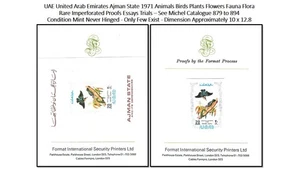 UAE United Arab Emirates Ajman 1971 Birds Flowers Fauna Flora - Rare Proof MNH - Picture 1 of 3