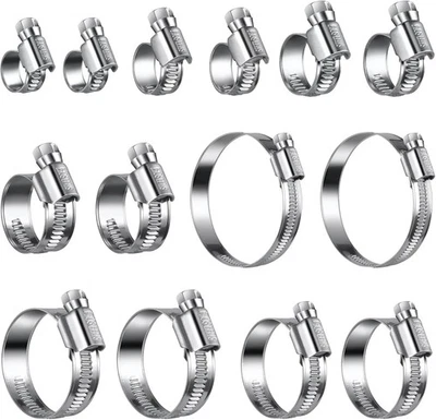 STEELSOFT Heavy Duty Worm Gear Hose Clamp Assortment Kit 14 PCS(5/16 to 2-3/4 Inch)