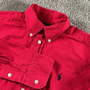 Ralph Lauren Button Down Hemd Rot Pony Logo Langarm Jungen Gr. M (10-12) - Bild 1 von 6