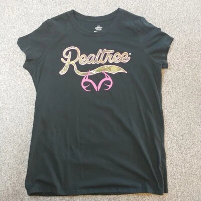 Camiseta Bill Jordan’s REALTREE SS Camiseta Mujer Grande NEGRO ROSA Y VERDE CAMUFLAJE Foto 1 de 4