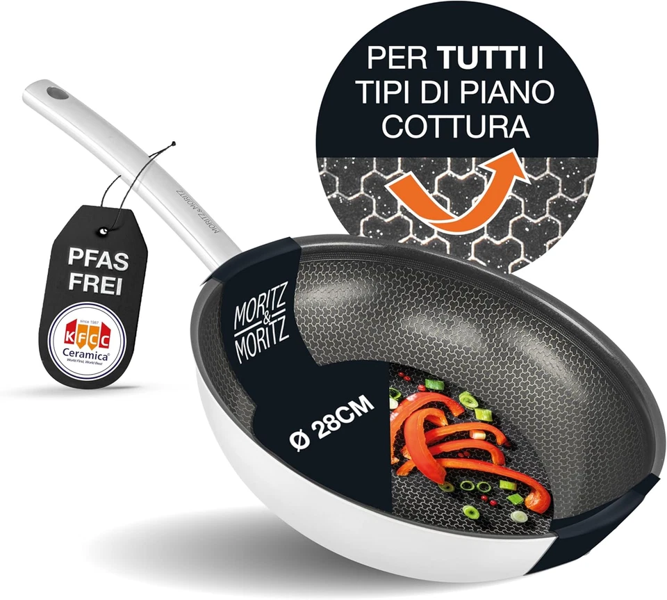 Padella Antiaderente 28 Cm Atruttura a Nido D'Ape Con Rivestimento Ceramico - Ad - Immagine 1 di 4