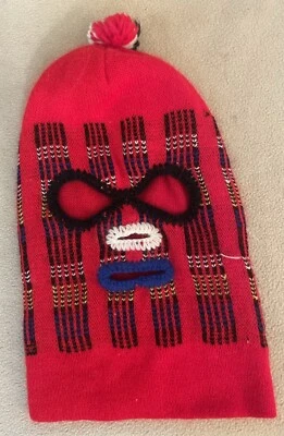 Máscara de gorra de esquí acrílica roja negra pasamontañas años 60 vintage Foto 1 de 4