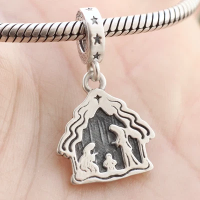 Nativity Birth of Jesus Christ Charm Pendant 925 Sterling Silver Christmas Gift - Image 1 of 4