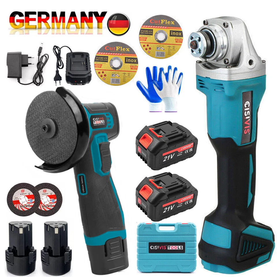 CISIVIS Akku Winkelschleifer Trennschleifer Schleifmaschine Flex Mit 2 Akku DE