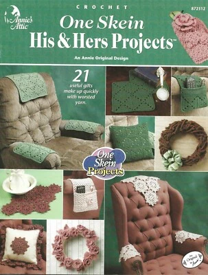 One Skein His & Hers Projects Crochet Chair Caddy Wreath Coasters Pillow Basket - Image 1 of 2
