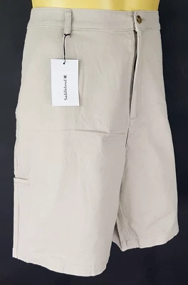PANTALONES CORTOS CHINOS SADDLEBRED para hombre marfil pesados caquis planos - cintura 46" - PVP £59 Foto 1 de 4