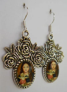 Eldritch Elegance: Creepy Kitty earrings altered art gothic girl cat roses - Picture 1 of 3