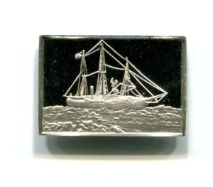 19th Century Norwegian Ship "Fram" 19mmx13mm .925 Sterling Silver Medal  (b733) - Bild 1 von 2