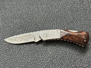 Musick Handmade Damascus Folding Knife - Picture 1 of 13