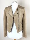 H And M Pale Tan Faux Suede Fully Lined Biker Jacket Size   Uk 8