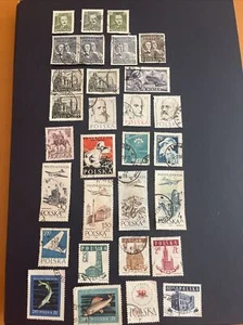 1950-1958 POLAND Used 26 Stamps And 2 Blocks Of 2 ,F/VF Condition,see Photos - Picture 1 of 12