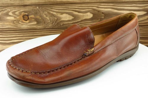 Scarpe ECCO taglia 44 M punta rotonda marrone mocassino in pelle da uomo