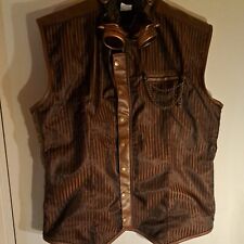 Men's Steampunk Pirate Laced Costume Vest Brown Striped XL With Googles