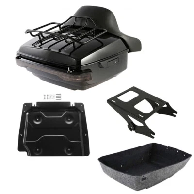 King Trunk Pad Luggage Mount Rack Light Fits For Harley Street Glide 14-25 Black - Imagem 1 de 4