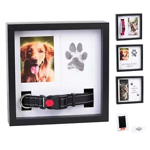 Pet Memorial Dog Picture Frame, 4 Customizable Displays, 9x9", Paw Print Kit ... - Picture 1 of 8